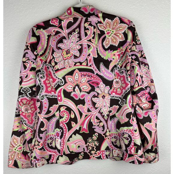 Pinky & Dianne Pink, Green , Brown Paisley Floral Print Jacket Size Small - Picture 2 of 7